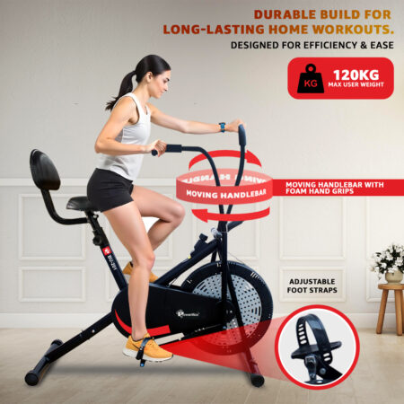 BU-201 Dual Action Air Bike/Exercise Bike with Back Support